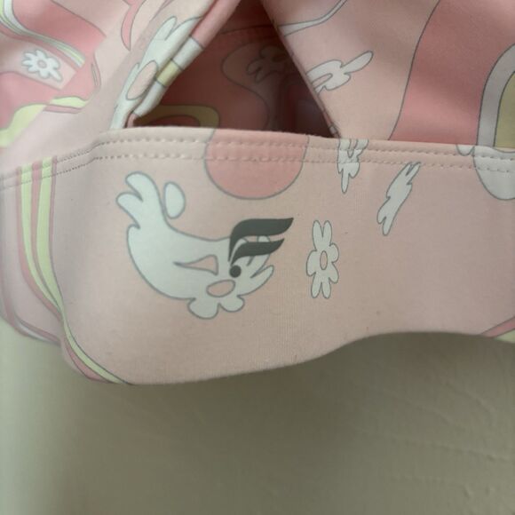 Fabletics Medium Sports Bra Pink Hippie Print Oasis Twist Impact Cross Back 70's - Picture 3 of 4